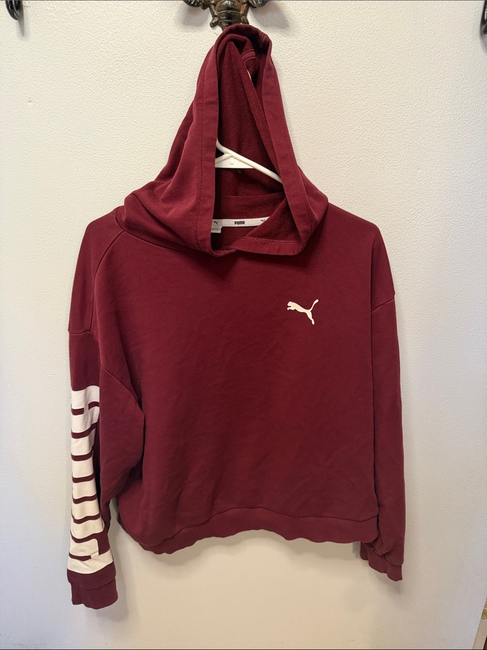 Puma Women’s Maroon Pullover Hoodie with White Logo